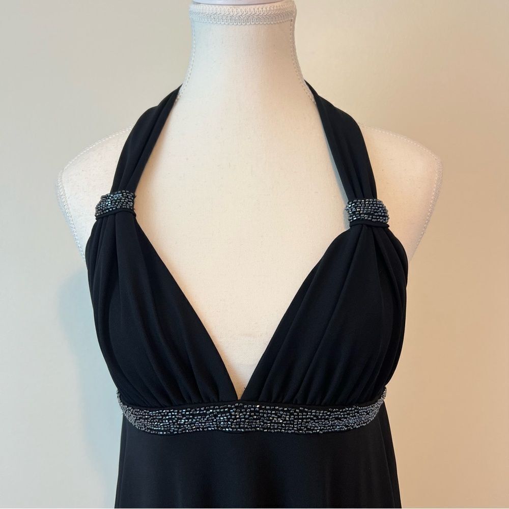 Express Halter Beaded Black Mini Dress Size Small… - image 2